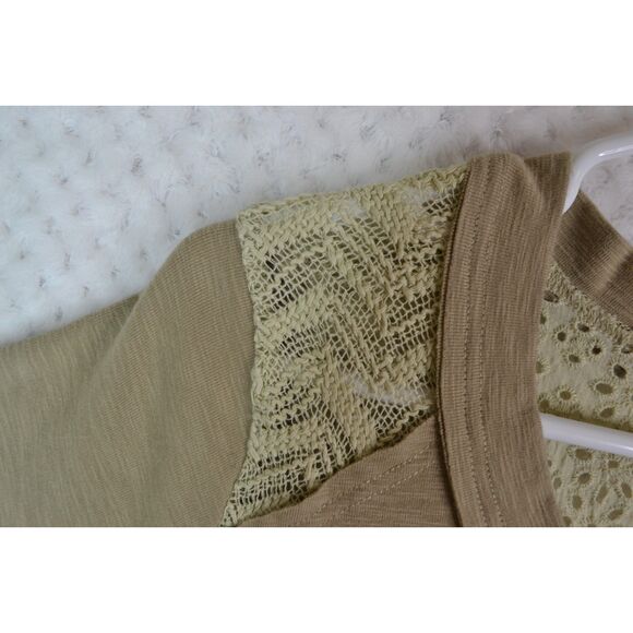 Miss Me Women's Large Tan V-Neck Short Sleeve Blouse - Picture 6 of 14